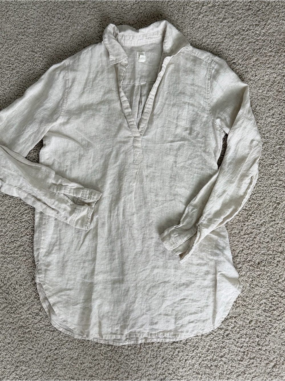 GAP Women's Light Cream Linen V-Neck popover Tunic size small